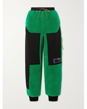 Stella McCartney Net Sustain Kara Recycled Faux Shearling And Shell Track Trousers - Green