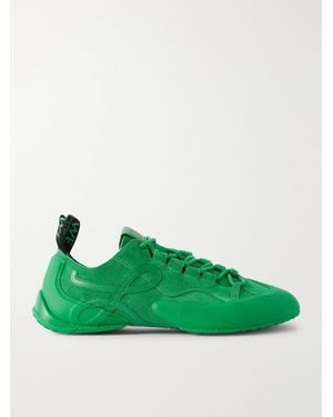 Loewe Grip Tpu And Leather-Trimmed Suede Trainers - Green