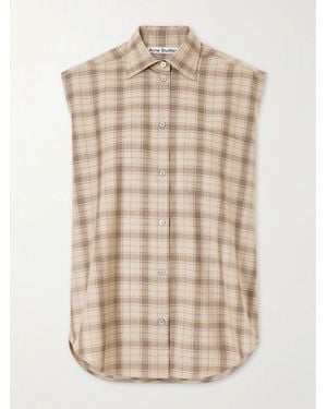Acne Studios Sinora Sleeveless Checked Wool Shirt - Natural