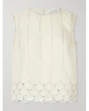 Wales Bonner Triumph Embellished Silk-Organza Top - Natural