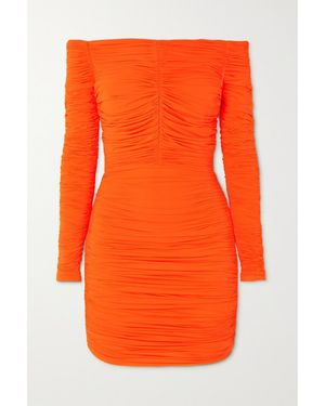 Alex Perry Hadley Off-The-Shoulder Ruched Stretch-Jersey Mini Dress - Orange
