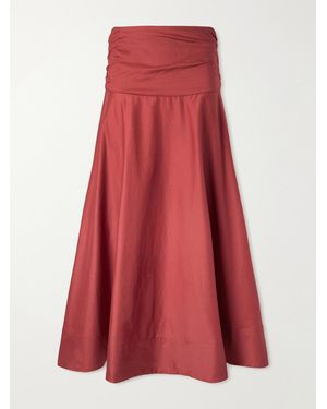 Faithfull the Brand Simone Cotton Midi Skirt - Red