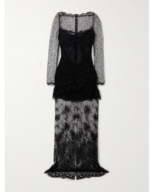 Alessandra Rich Chantilly Lace And Silk Gown - Black