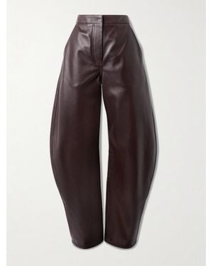 Alaïa Leather Barrel-Leg Pants - Brown