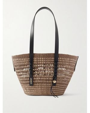 Loewe Paula's Ibiza Braid Medium Leather-Trimmed Raffia Tote - Natural