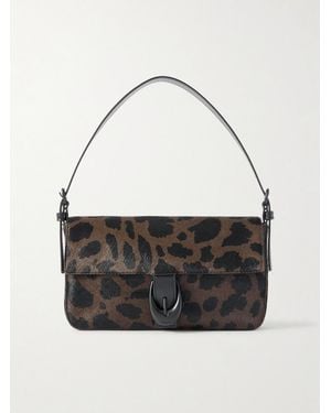 STAUD Harlow Schultertasche Aus Kalbshaar Mit Leopardenprint Und Schnalle - Mehrfarbig