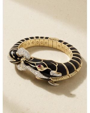 David Webb Horse 18-Karat And Platinum, Diamond, Ruby And Enamel Bangle - Natural