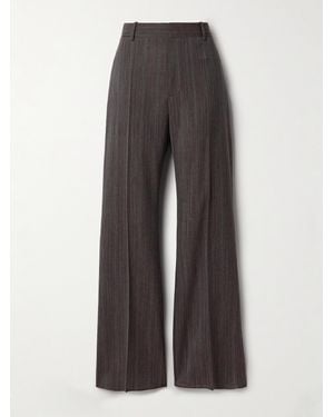 Bottega Veneta Striped Wool-Blend Straight-Leg Trousers - Grey