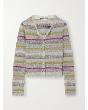 Molly Goddard Joanna Cardigan Aus Metallic-Strick Mit Intarsienmuster - Grau