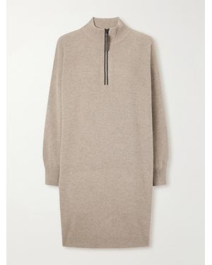 Brunello Cucinelli Bead-Embellished Ribbed Wool Cashmere And Silk-Blend Knitted Mini Dress - Natural