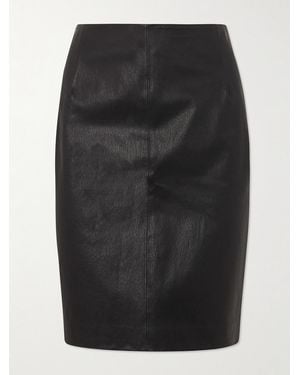 Nour Hammour Panelled Leather Pencil Skirt - Black