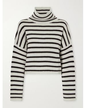 Lisa Yang Zerlina Striped Cashmere Turtleneck Jumper - Grey