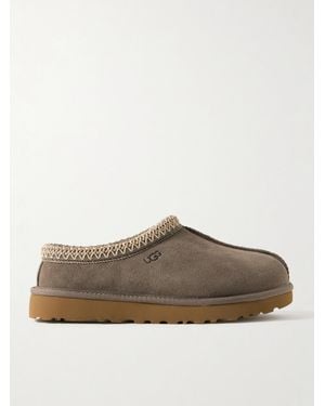 UGG Tasman Slippers Aus Veloursleder Mit Fleecefutter Aus Einer Wollmischung Und Stickereien - Braun