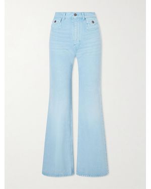 Chloé Mid-Rise Embroidered Wide-Leg Jeans - Blue