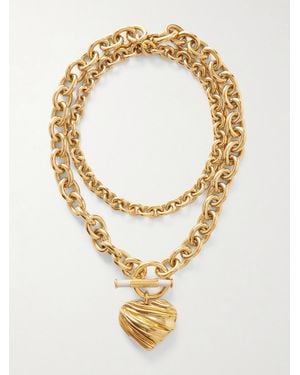 Chloé Tone And Leather Necklace - Metallic