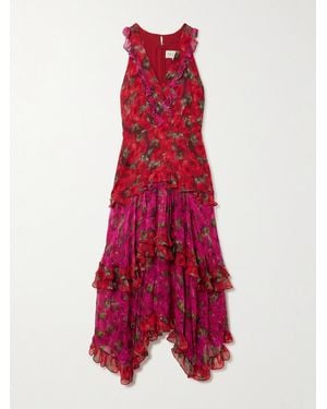 Saloni Jolie Tiered Floral-Print Chiffon And Crepon Maxi Dress