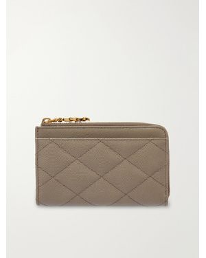 Saint Laurent Quilted Textured-Leather Wallet - Natural