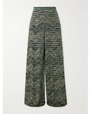 Missoni Mare Sequin-Embellished Metallic Crochet-Knit Wide-Leg Pants - Green