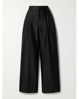 Zimmermann Pleated Silk And Wool-Blend Twill Wide-Leg Trousers - Black