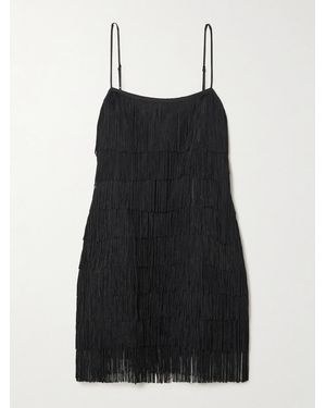 Olivia Von Halle Lola Fringed Silk-Crepe Mini Dress - Black