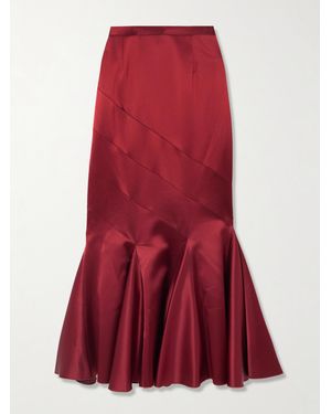 Violante Nessi Gentileschi Pleated Panelled Satin Maxi Skirt - Red