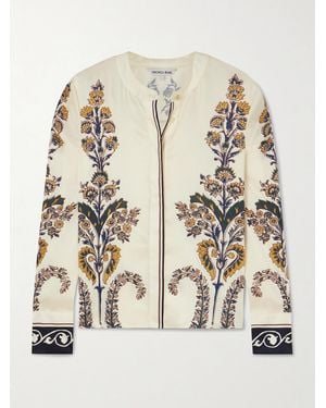Veronica Beard Hoku Floral-Print Satin-Twill Blouse - Natural