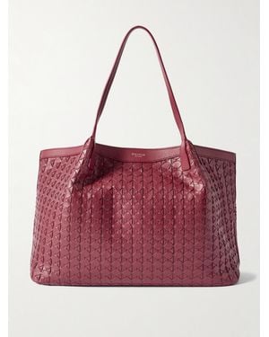 Serapian Secret Large Woven Leather Tote - Red