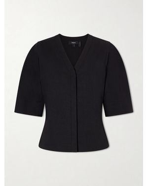 Theory Linen-Blend Blouse - Black