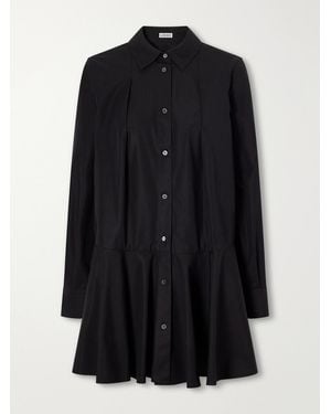 Loewe Pleated Cotton-Poplin Mini Dress - Black