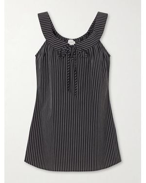 Deiji Studios Striped Organic Cotton-Poplin Mini Dress - Black