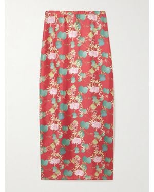 Emporio Sirenuse Laurelle Dragonfly Maxirock Aus Seiden-Twill Mit Blumenprint - Rot