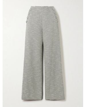 Lisa Marie Fernandez Metallic Cotton-Blend Bouclé-Tweed Wide-Leg Trousers - Grey