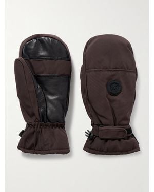 Yves Salomon Leather-Trimmed Appliquéd Padded Ski Mittens - Black