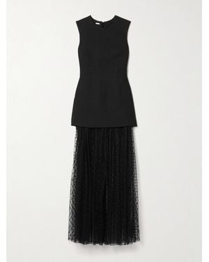 Adam Lippes Mehrlagiges Maxikleid Aus Grain De Poudre Aus Einer Wollmischung Und Seide Mit Fil Coupé Und Schößchen - Schwarz