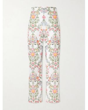 Borgo De Nor Joshua Broderie Anglaise Cropped Cotton Straight-Leg Pants - White