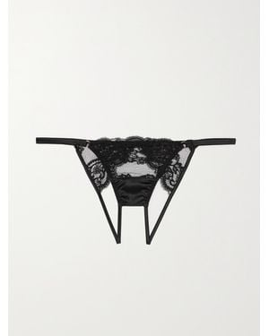 Coco De Mer Seraphine Satin-Trimmed Silk-Blend Lace Briefs - Black