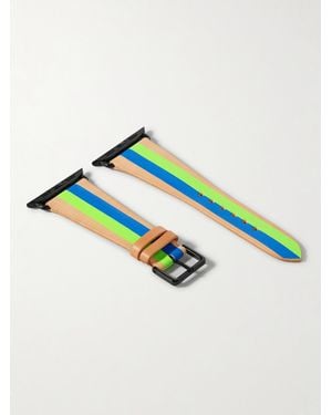La Californienne Striped Leather Watch Strap - Blue