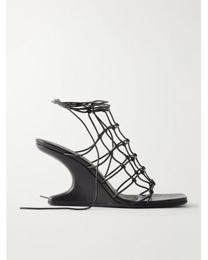 Rick Owens Cantilever 80 Leather Wedge Sandals - White