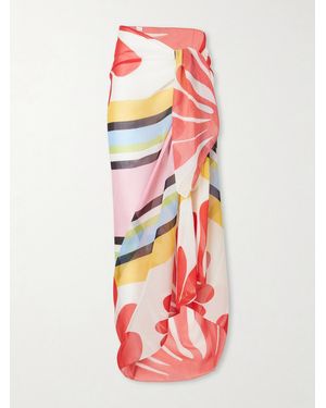 Cala De La Cruz Luana Floral-Print Voile Pareo - White