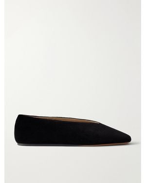 Le Monde Beryl Olympia Cotton-Velvet Flats - Black