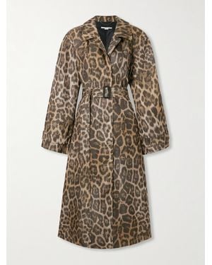 Stella McCartney Belted Leopard-Print Recycled-Shell Trench Coat - Multicolour