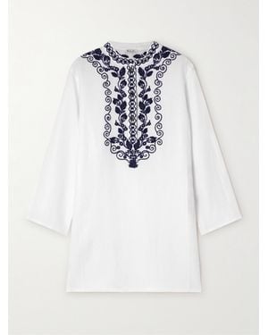Loro Piana Embroidered Linen Blouse - White