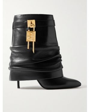 Givenchy Shark Lock Ankle Boots Aus Glanzleder Mit Verzierung - Schwarz