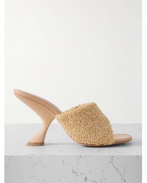 AMINA MUADDI Mules En Raphia À Finitions En Cuir Taylor - Neutre