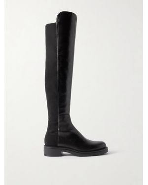 Stuart Weitzman 5050 Celia Stretch-Paneled Leather Over-The-Knee Boots - Black