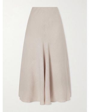 Brunello Cucinelli Linen Midi Skirt - White
