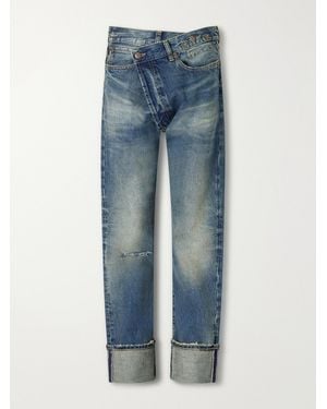 R13 Cuffed Crossover Jean X Straight-Leg Jeans - Blue