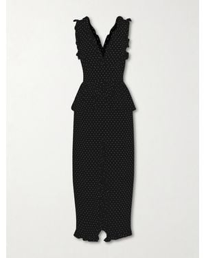 Alessandra Rich Bow-Embellished Polka-Dot Silk Midi Dress - Black