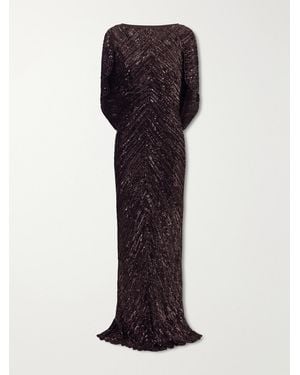 Jenny Packham Sakari Cape-Effect Embellished Tulle Gown - Metallic