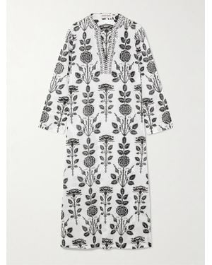 Emporio Sirenuse Giada Printed Cotton-Voile Kaftan - White